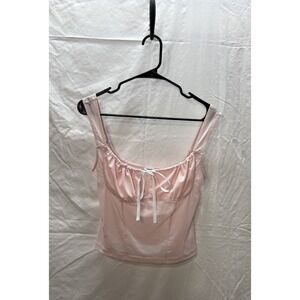Garage Pink Mesh Corset Tank Top Women Size L Sleeveless Coquette Balletcore